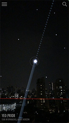 SkyView Lite: the dotted lines show how the stars will move across the sky.